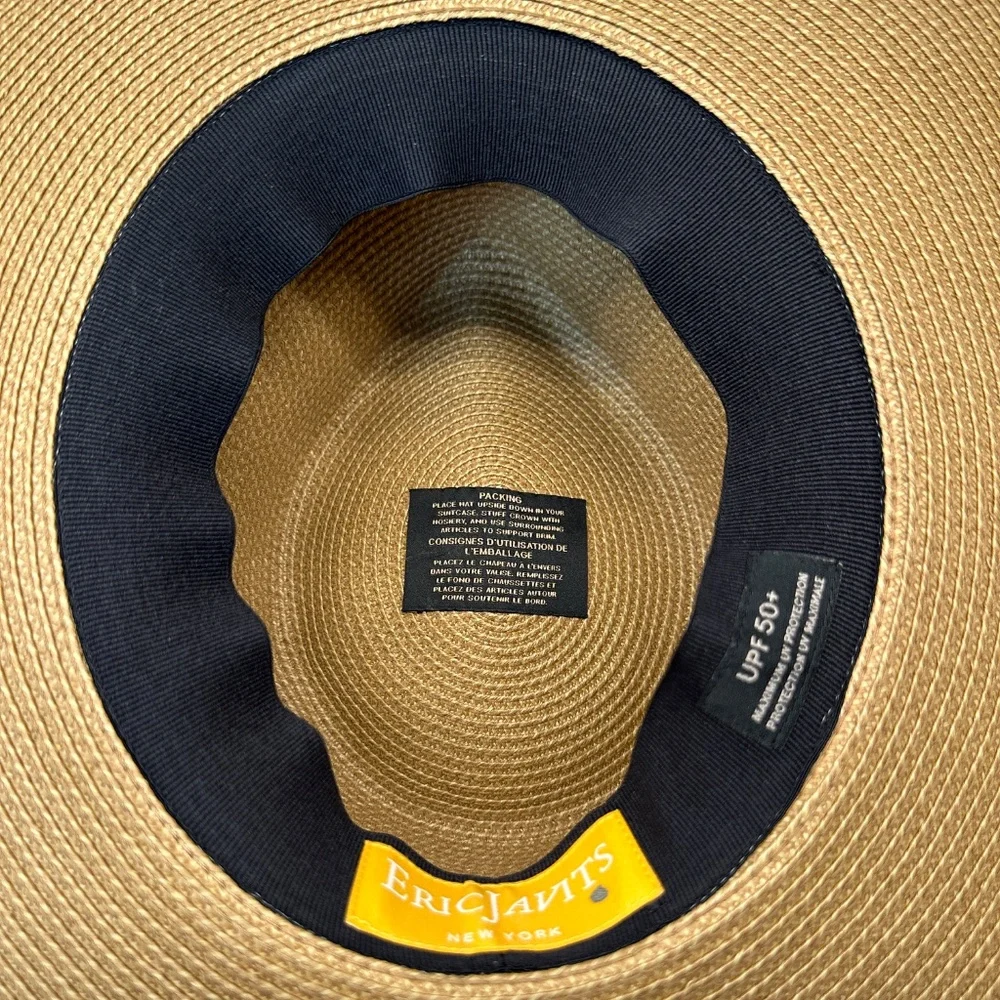 Eric Javits Wide-Brim Straw Hat with Black Band - Picture 6 of 8